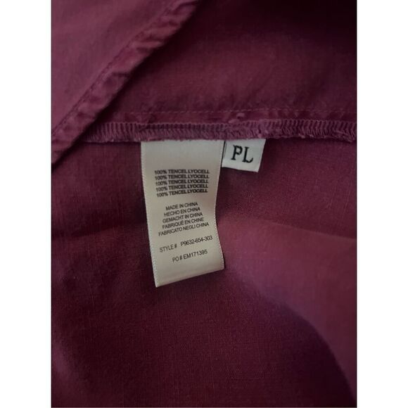 Anthropologie Cloth & Stone Smocked Raspberry Button Down Top Petite Large - Picture 5 of 5